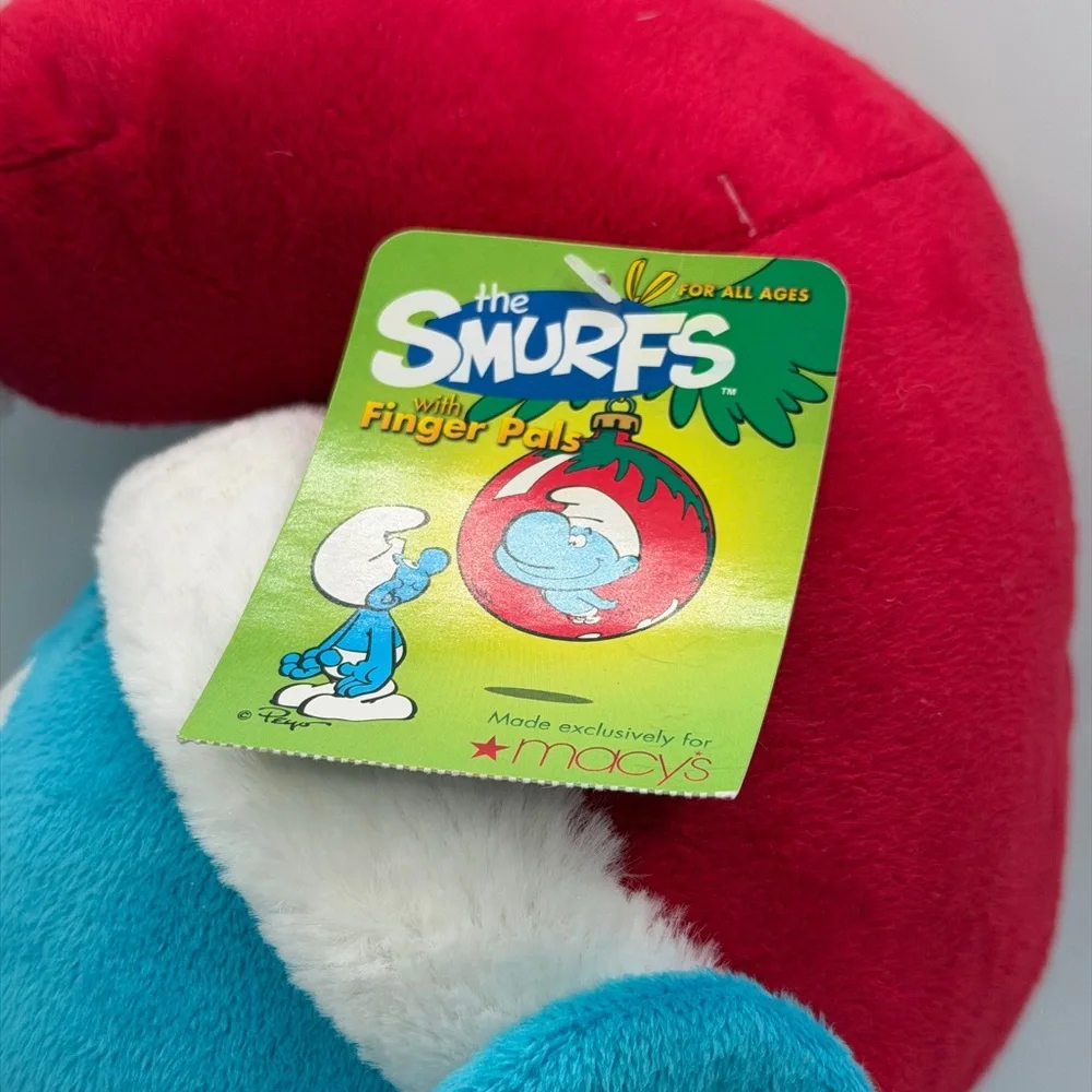 The Smurfs With Finger Pals Holiday Smurf Plush with Santa Hat 2010